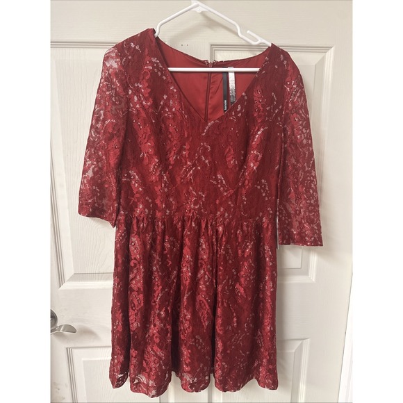 Kensie Dresses & Skirts - Kensie Womens Flare Lace A-line Dress, rich Red XL New With Tags Xl/eg/tg